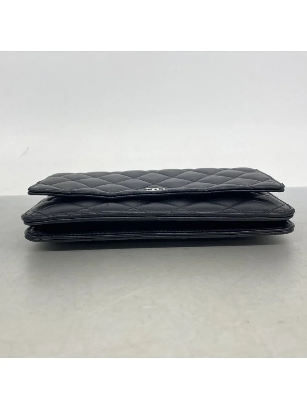 Chanel Wallet on Chain Quilted Lambskin Black Silver Shoulder Bag